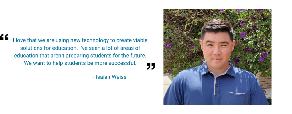 Headshot photo and quote from Isaiah Weiss